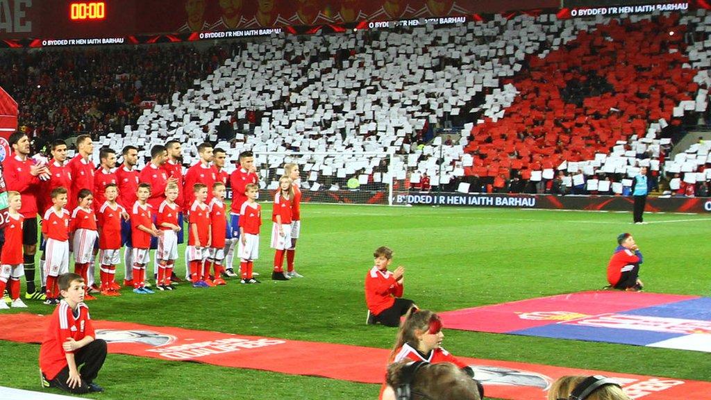 Wales v Serbia poppy display