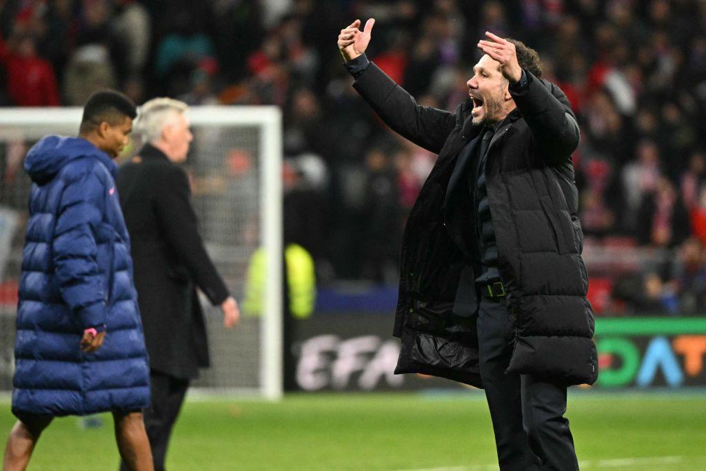 Atletico Madrid coach Diego Simeone reacts during the game