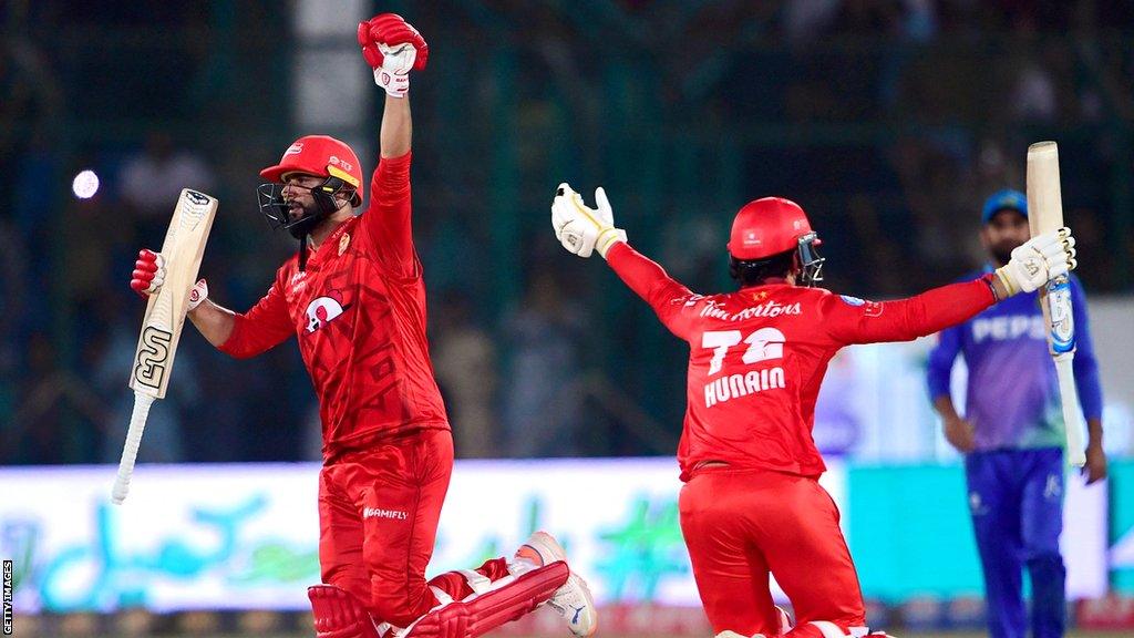 Islamabad United celebrate beating Multan Sultans to win the 2024 Pakistan Super League