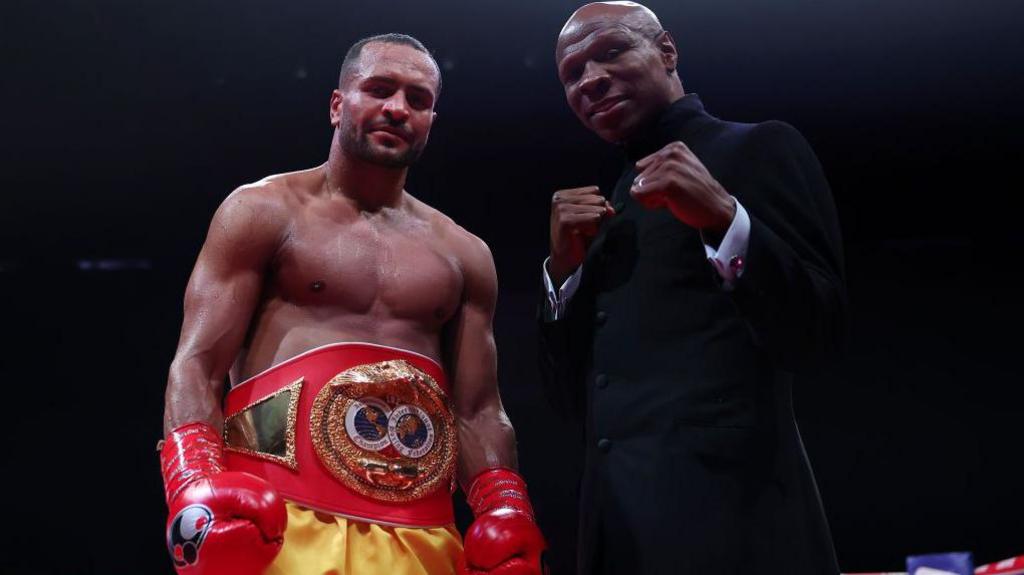 Harlem Eubank poses with Chris Eubank Jr