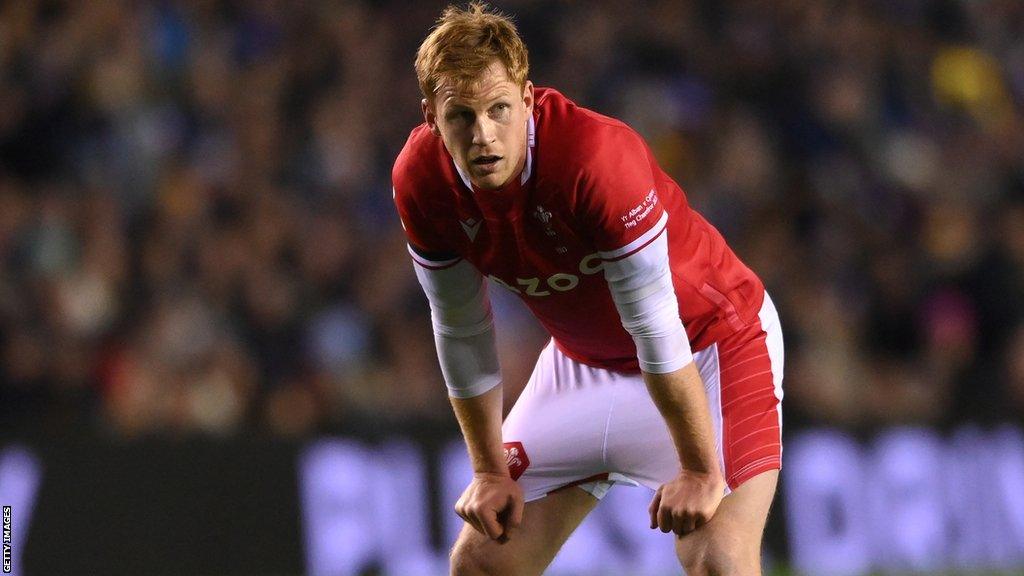 Rhys Patchell takes a breather while playing for Wales