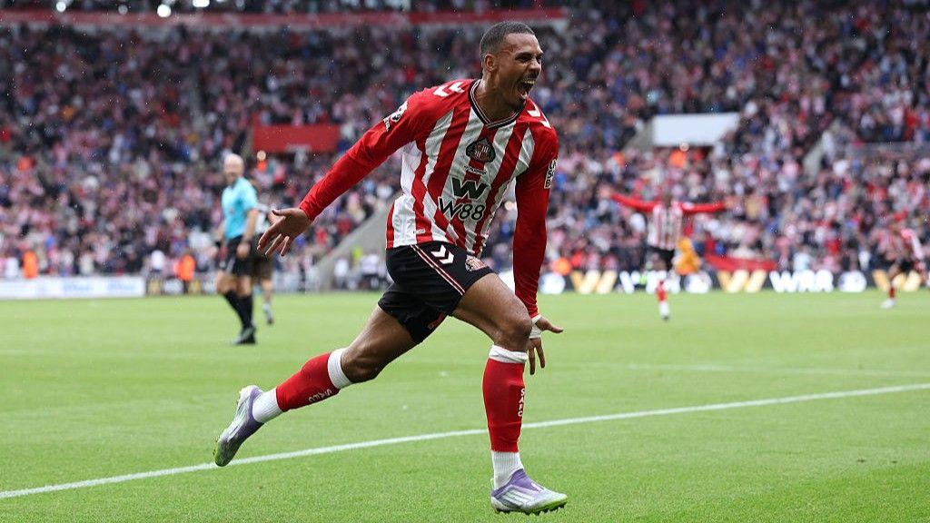 Wilson Isidor celebrates scoring for Sunderland