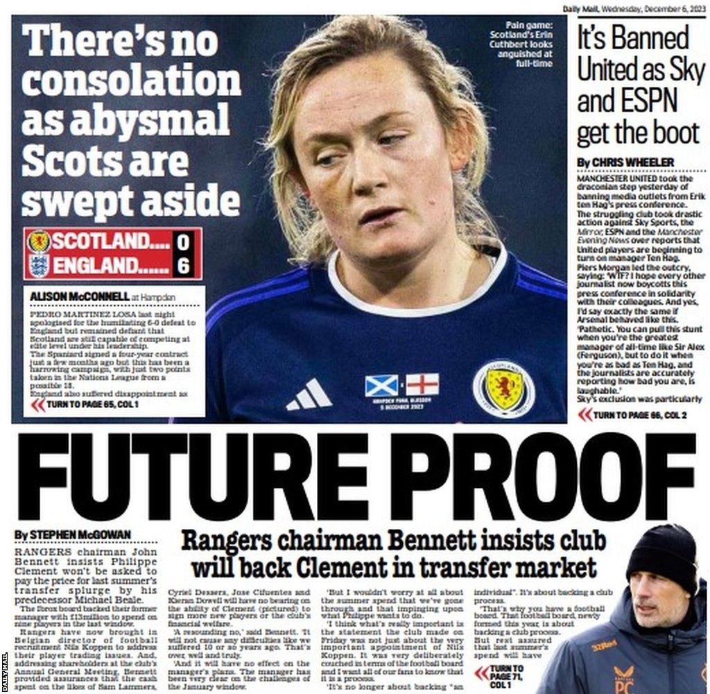 The back page of the Scottish Daily Mail on 061223