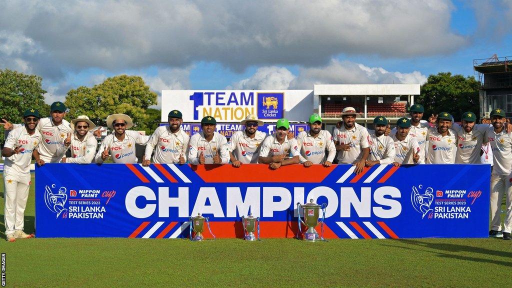 Pakistan with the Test series trophy