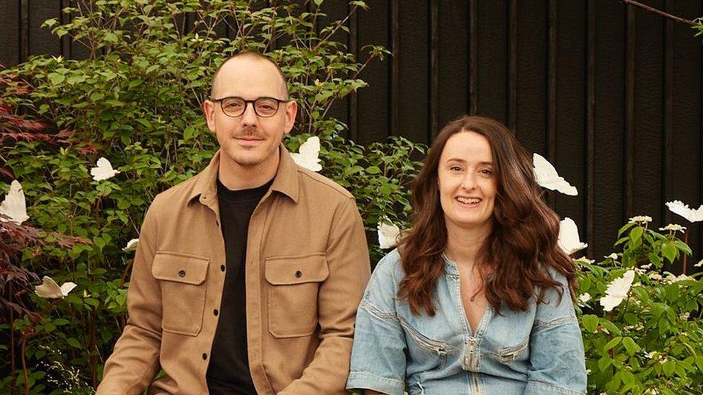 Joe and Laura Carey in their garden at the Chelsea Flower Show