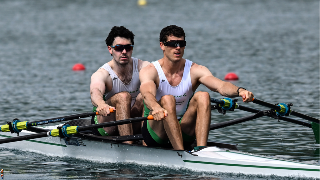 Daire Lynch and Philip Doyle racing at the European Rowing Championships in Slovenia