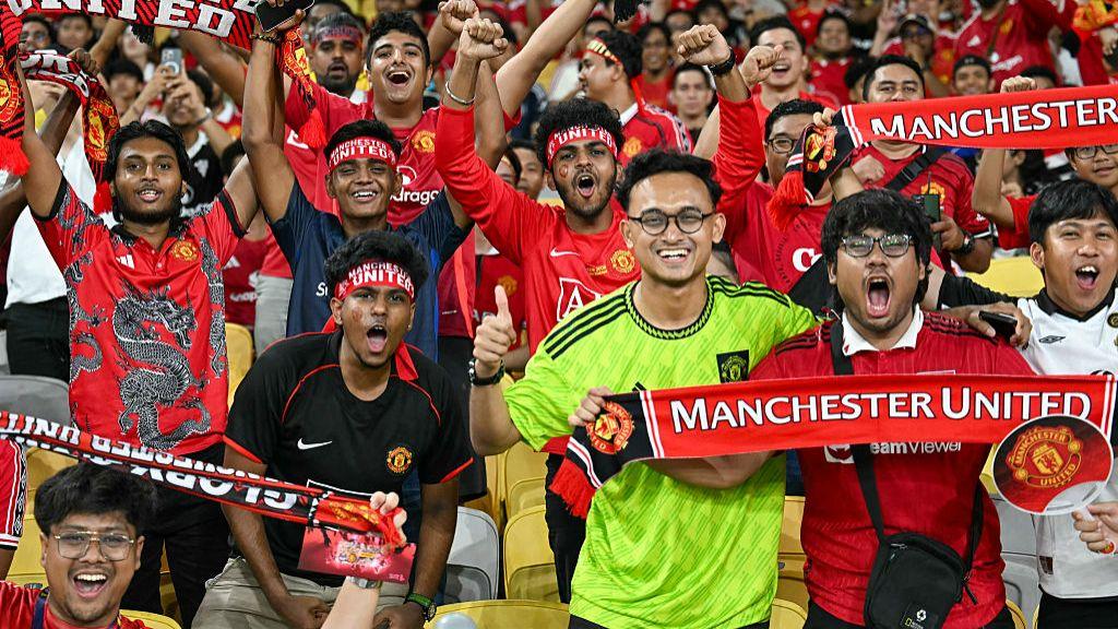 Manchester United fans in Malaysia ahead of kick-off in the game against ASEAN All-Stars in Kuala Lumpur