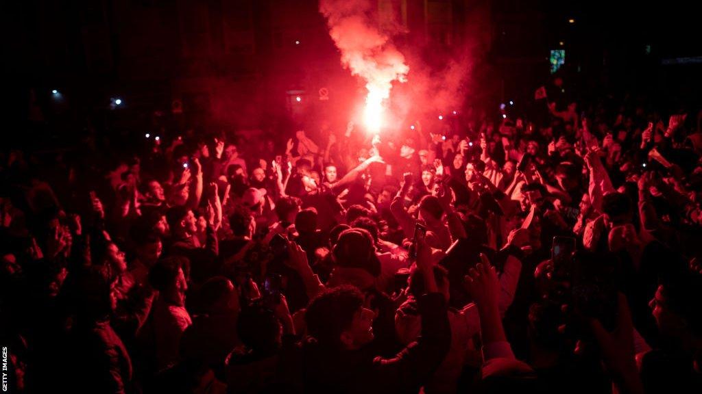 Flares are lit in Cartagena, Spain