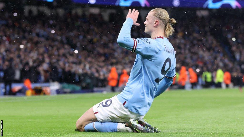 Erling Haaland celebrates a goal