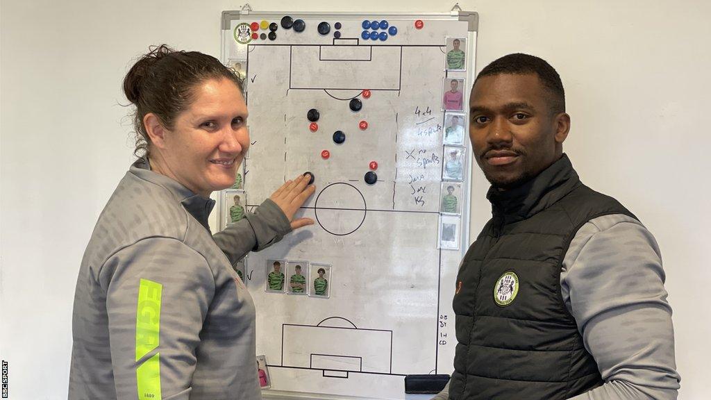 Hannah Dingley and Forest Green academy coach Jon-Paul Pittman