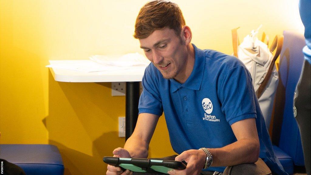 James Garner at an event run by Everton's community team