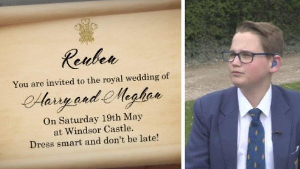 Composite image of mocked up Royal wedding invite and Reuben