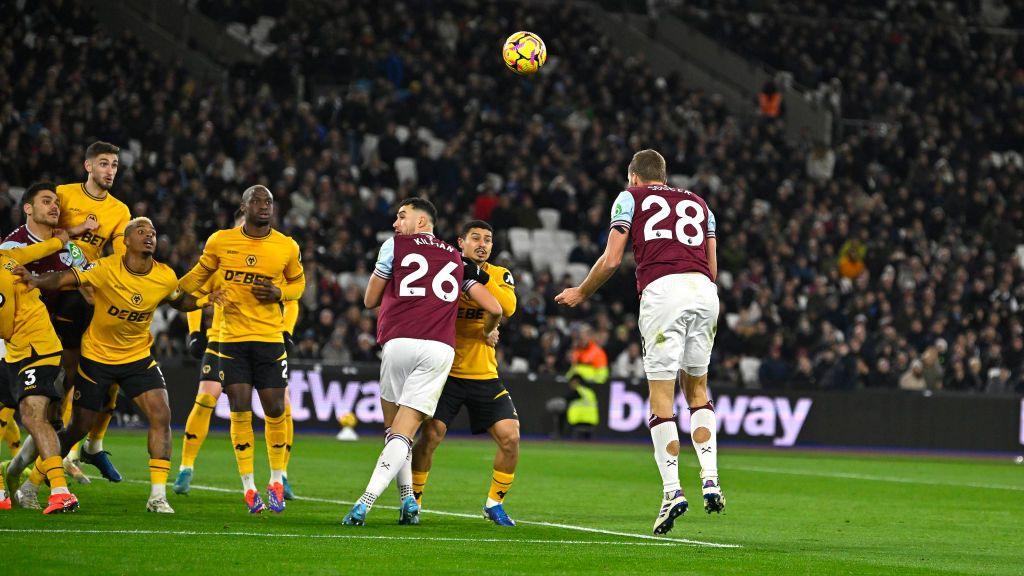 Tomas Soucek scores against Wolves for West Ham