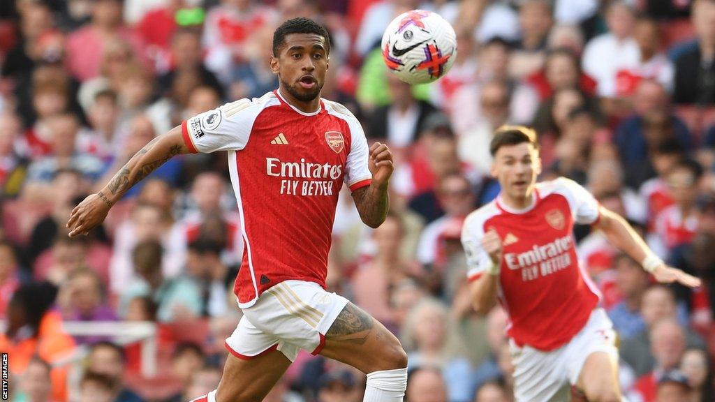 Arsenal winger Reiss Nelson in action