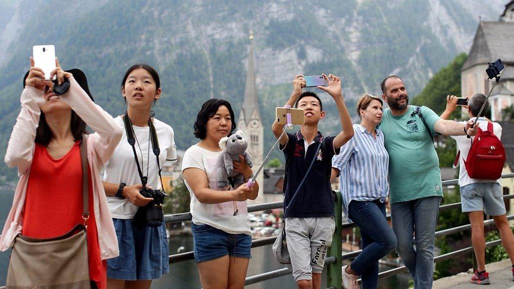 Tourists in Hallstatt