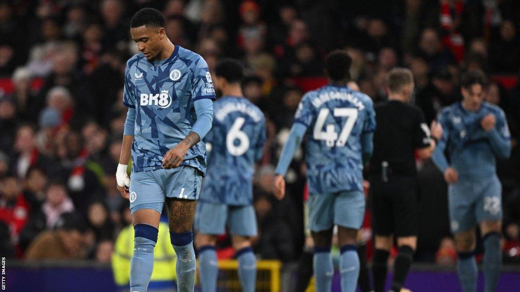 Aston Villa players react to conceding three goals in the second half