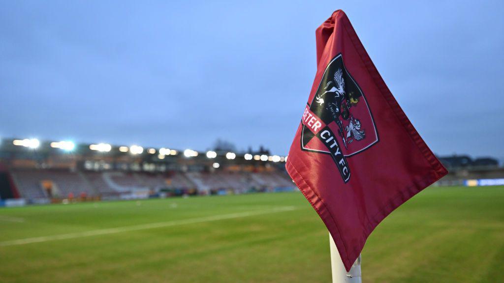 General view inside the stadium as the Exeter City emblem can be seen on a corner flag prior to the Emirates FA Cup Fourth Round match between Exeter City and Nottingham Forest