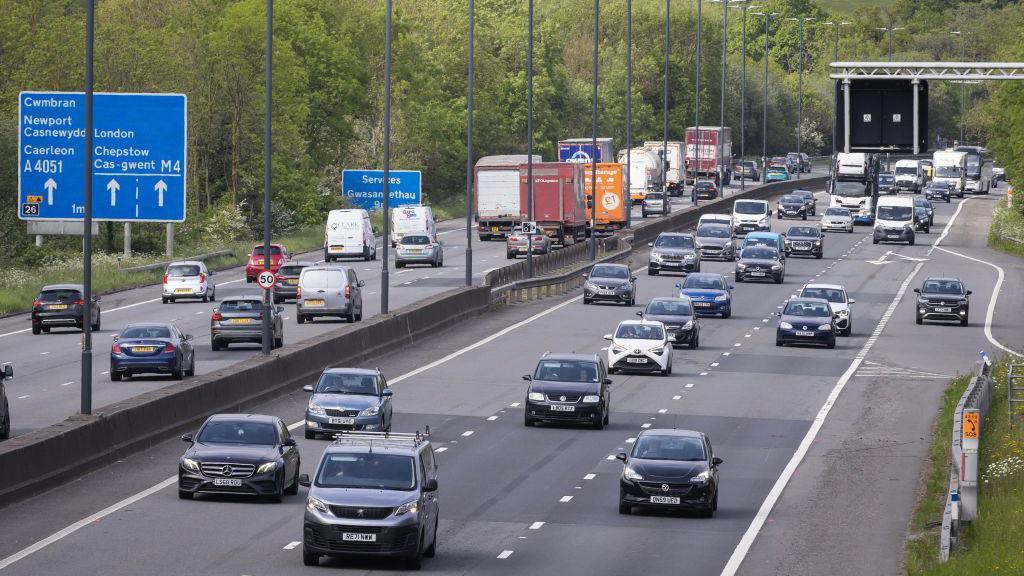 The M4 motorway around Newport