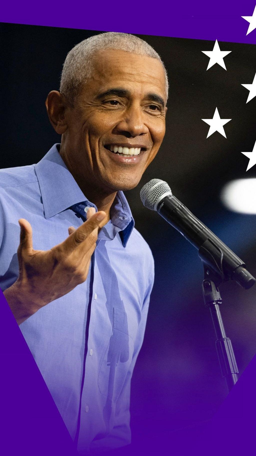 Barack Obama speaking at a rally in Pittsburgh, Pennsylvania