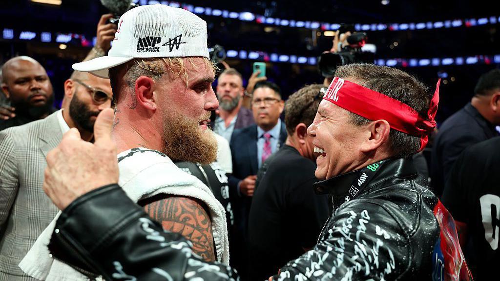 Julio Cesar Chavez Sr embraces Jake Paul after the fight
