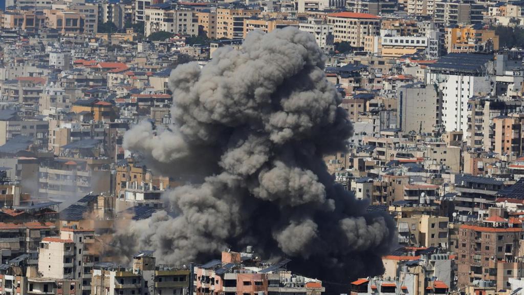 Smoke rises after air strike on Beirut