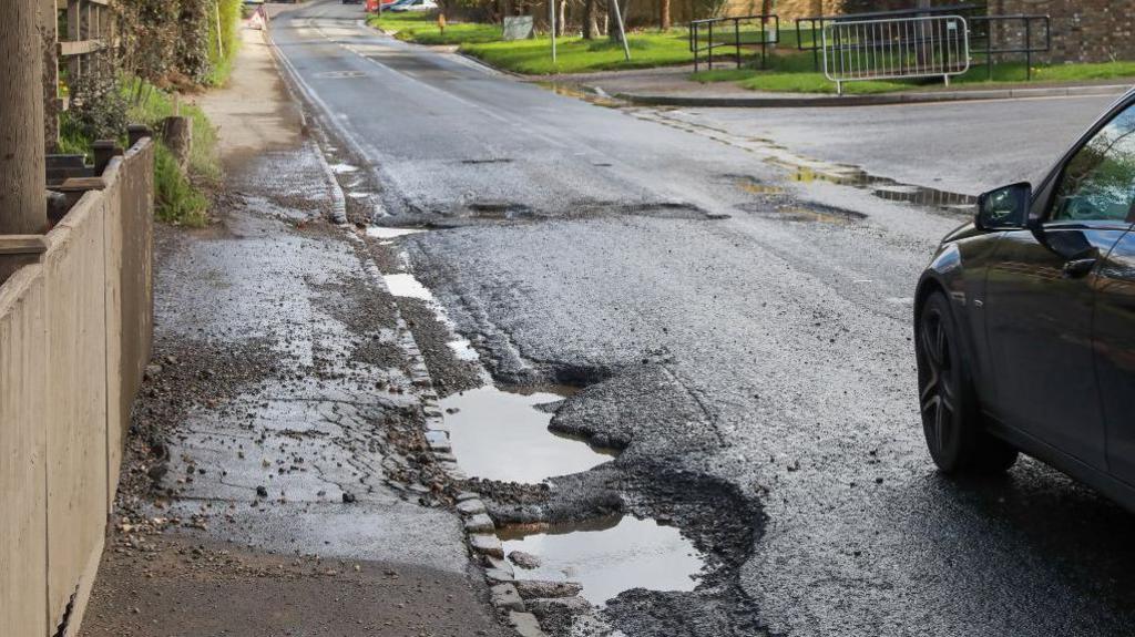 Pothole on road