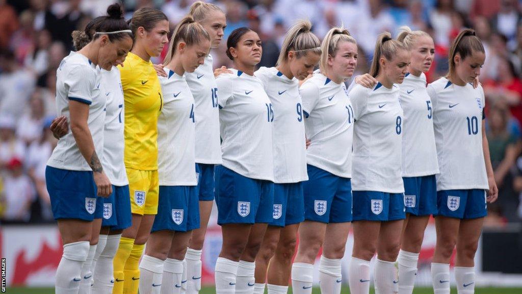 England players lining up before the draw with Portugal in their final warm-up match