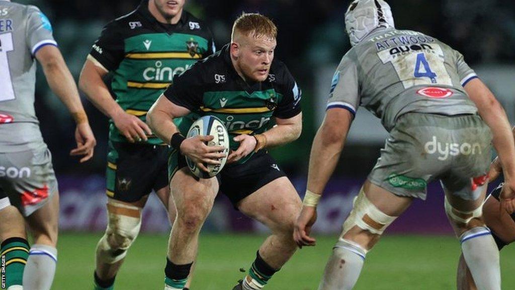 Robbie Smith with the ball for Northampton