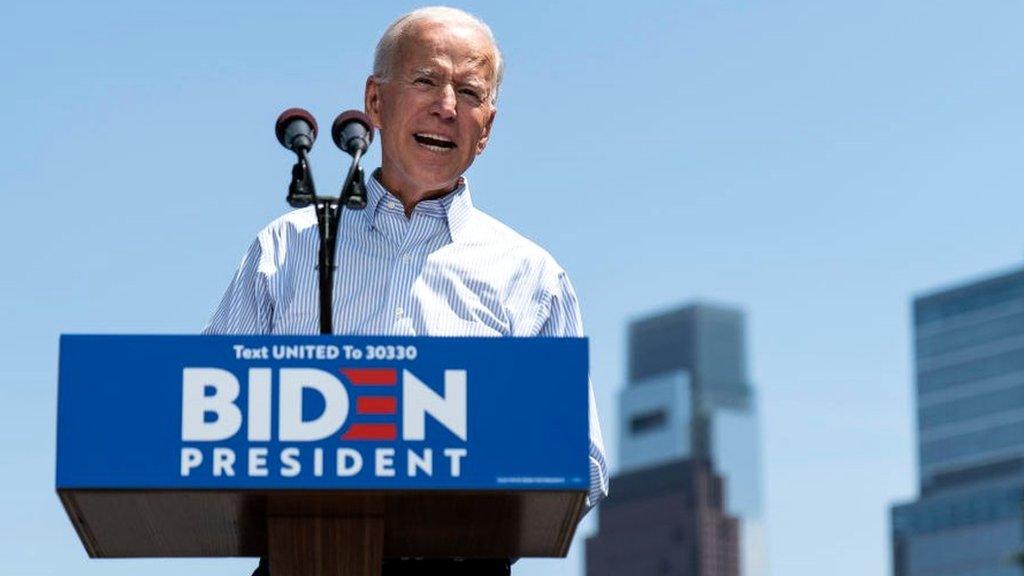 Former US Vice-President and Democratic presidential candidate Joe Biden speaks during a campaign kickoff rally, May 18, 2019 in Philadelphia