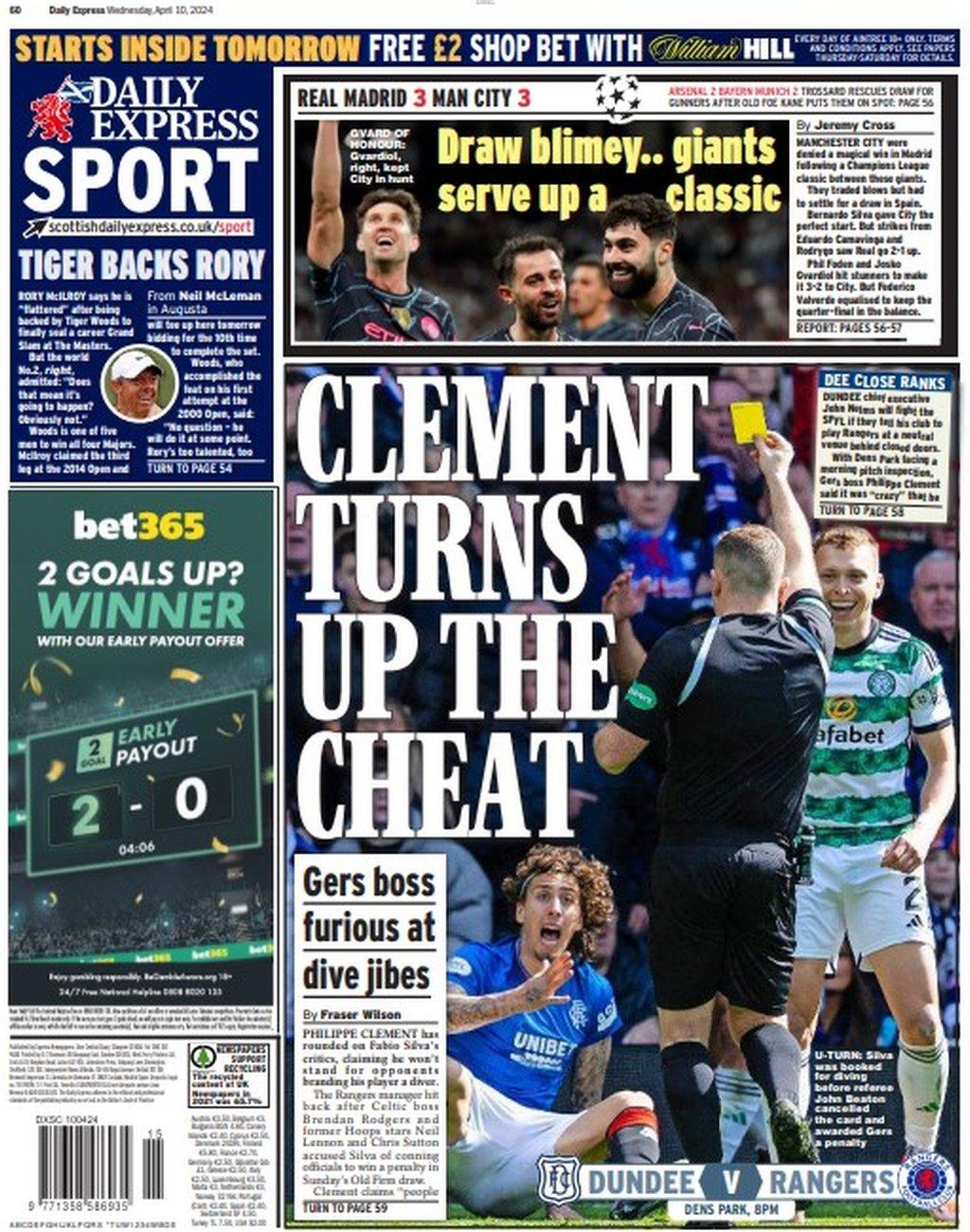 The back page of the Scottish Daily Express on 100424