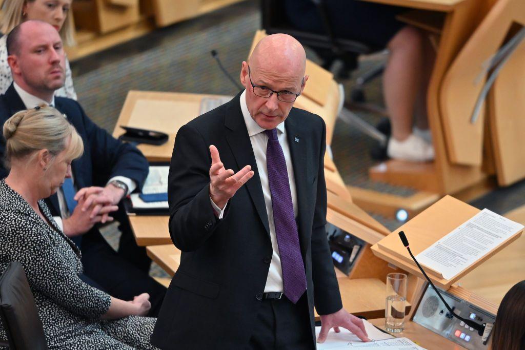 First Minister John Swinney during First Minister's Questions in the Scottish Parliament, on May 30, 2024 