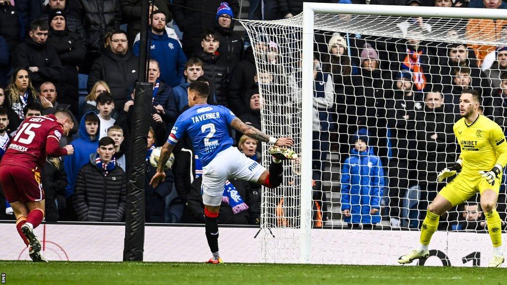 Motherwell's Dan Casey (left) scores the winning goal