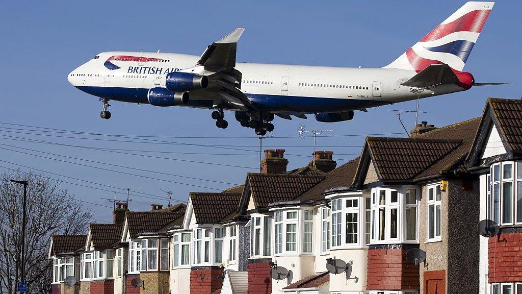 BA plane landing at Heathrow