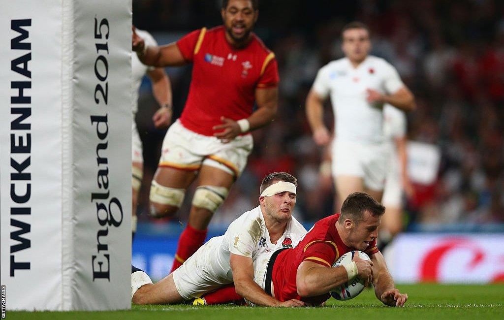 Gareth Davies scores against England