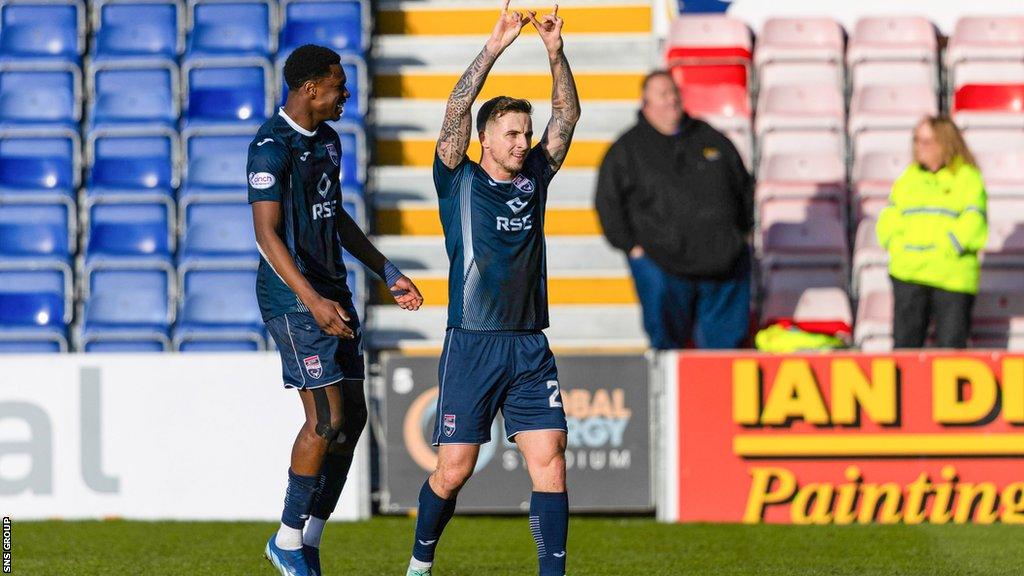 Eamonn Brophy celebrates scoring for Ross County against Livingston