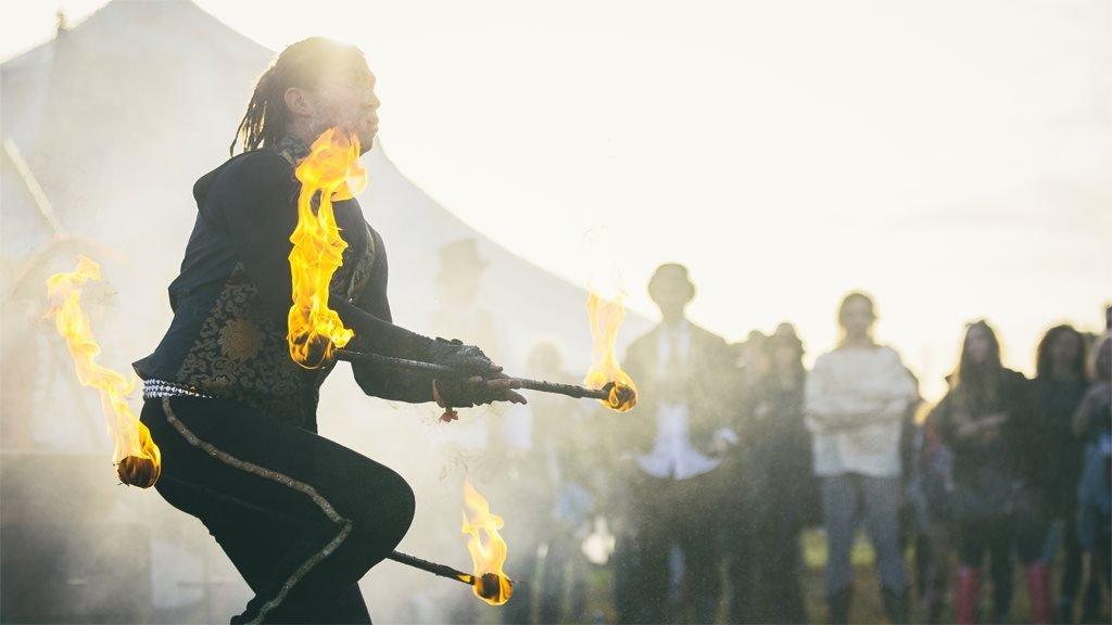 A fire juggler