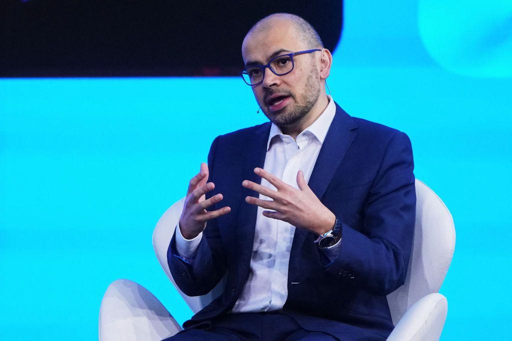 Google DeepMind co-founder and Chief Executive Officer, British Demis Hassabis gives a conference during the Mobile World Congress (MWC), the telecom industry's biggest annual gathering, in Barcelona on February 26, 2024.