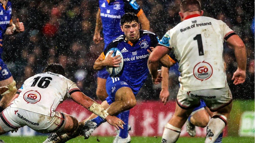 Jimmy O'Brien on the attack in Leinster's win over Ulster at Kingspan Stadium in September