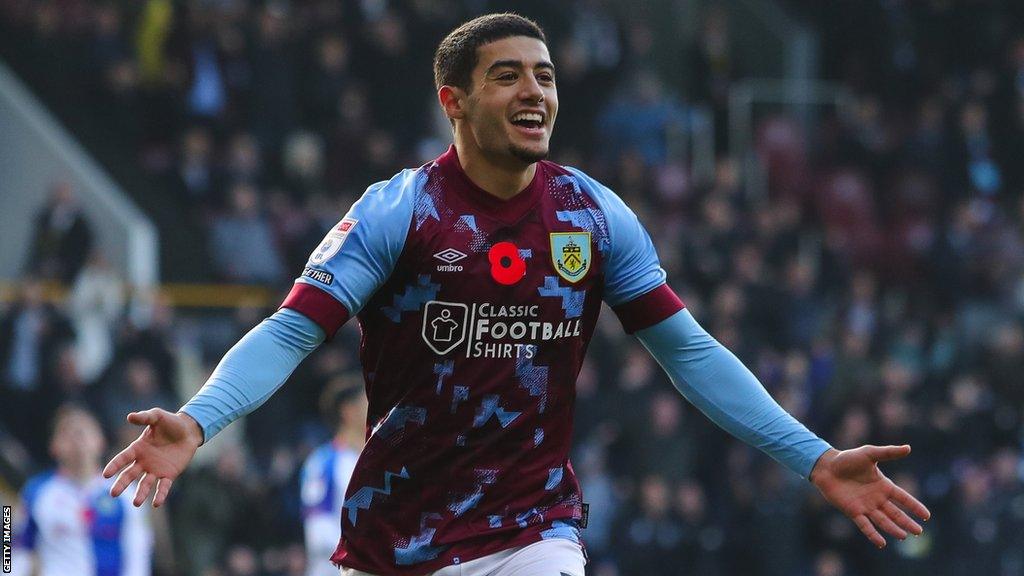 Anass Zaroury celebrates scoring for Burnley