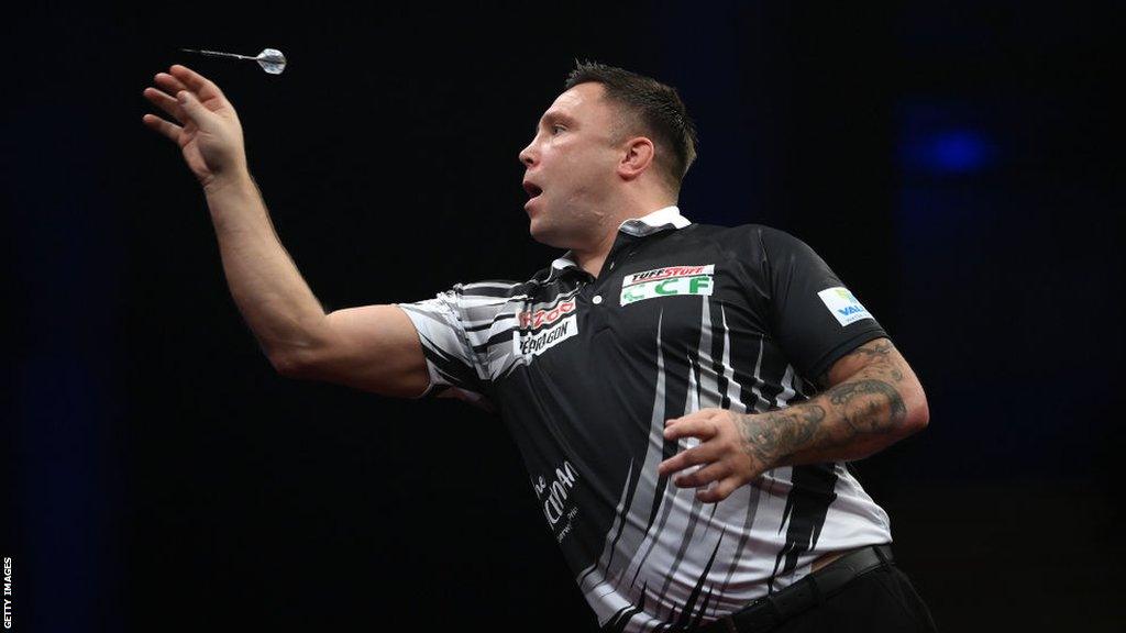 Gerwyn Price in action on week eight in Newcastle