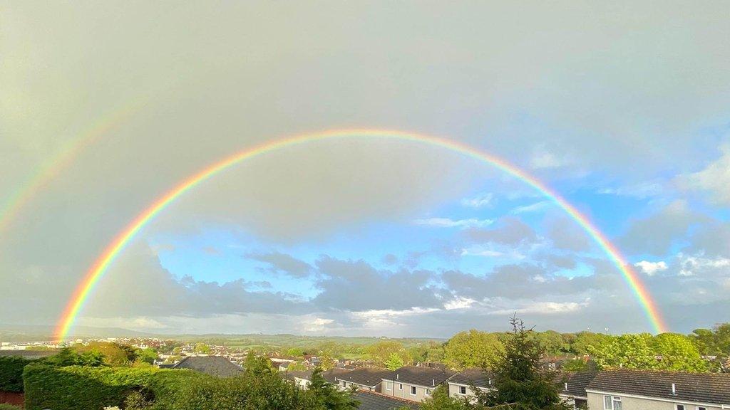 A double rainbow over Plymstock in Devon