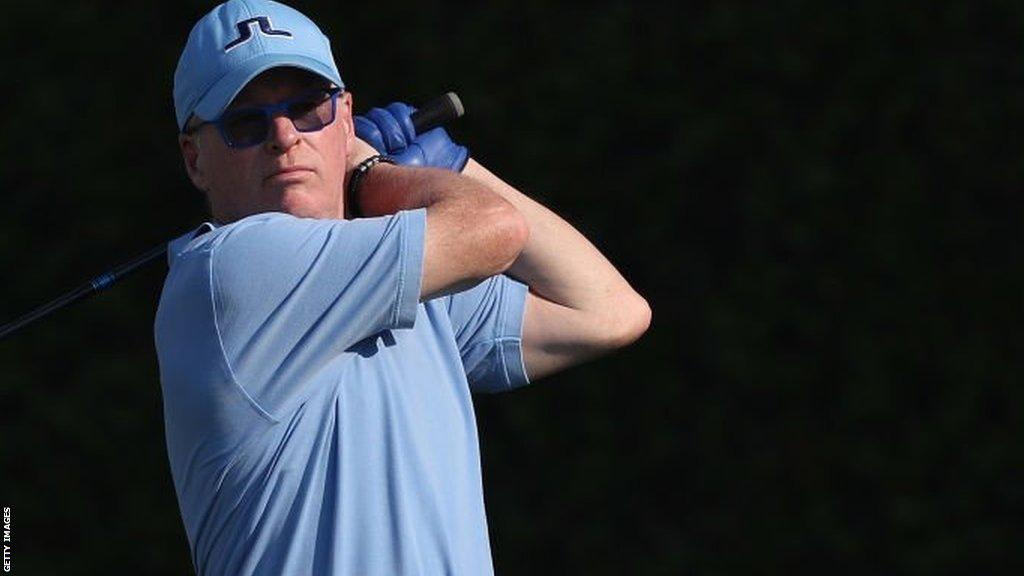 DP World Tour chief executive Keith Pelley playing in the 2024 Dubai Invitational event