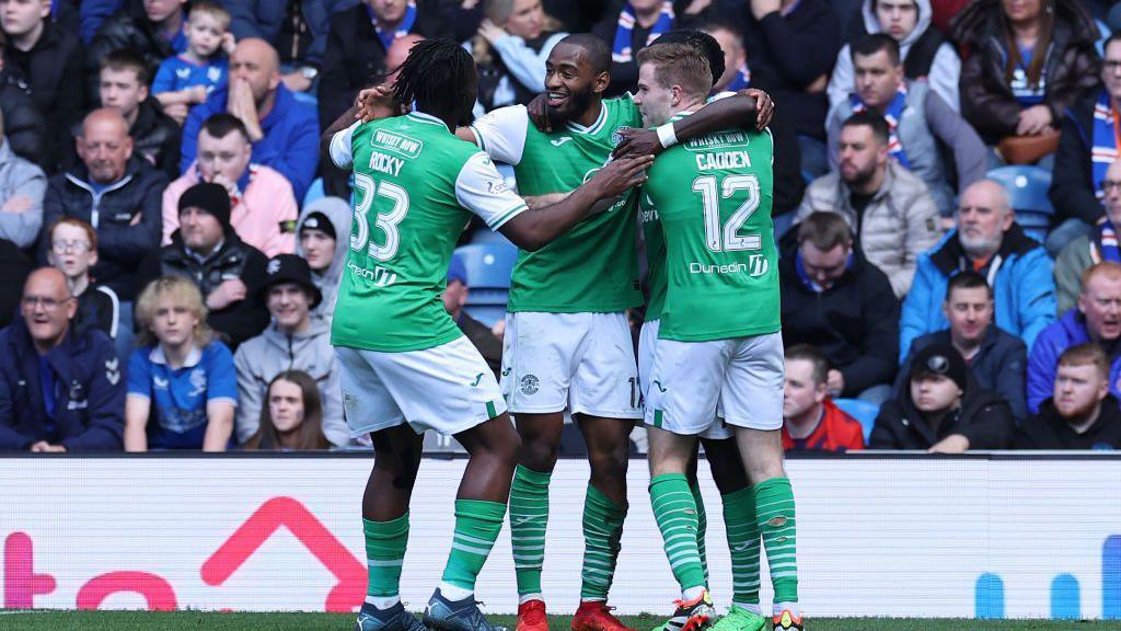Hibernian's players celebrating