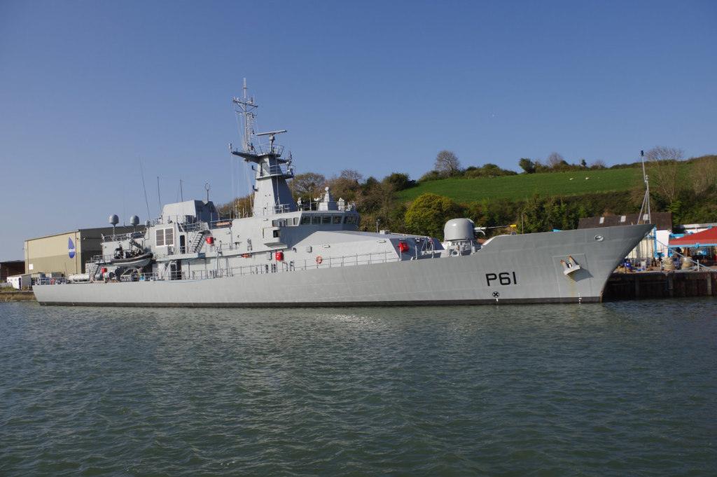 LÉ Samuel Beckett, pictured at  Appledore Shipyard, near Bideford