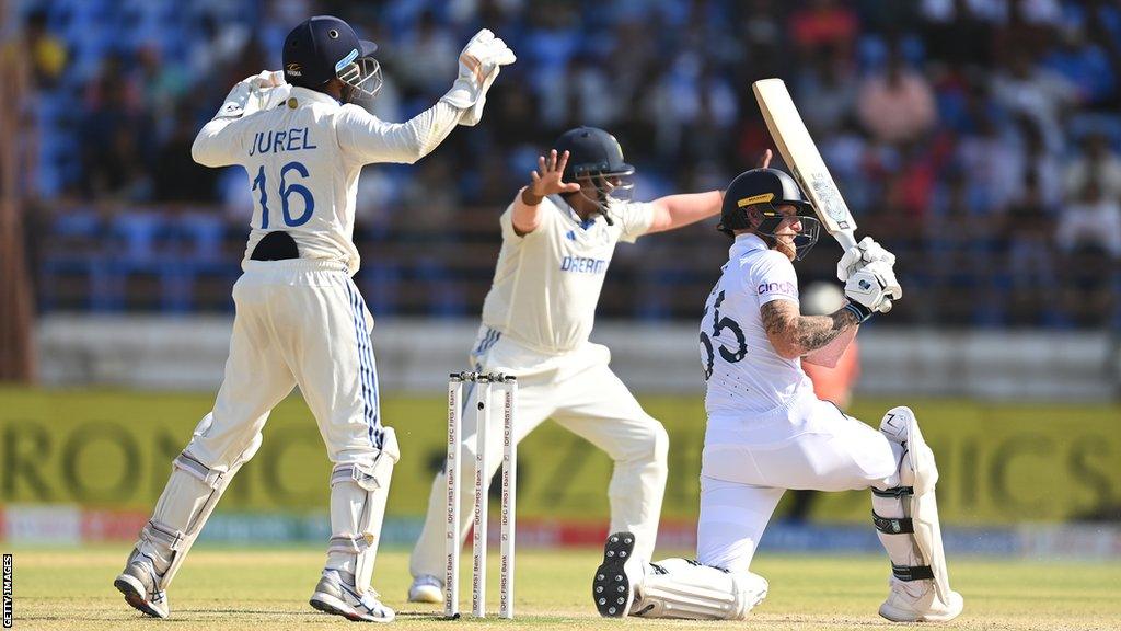 England captain Ben Stokes is trapped lbw by Kuldeep Yadav