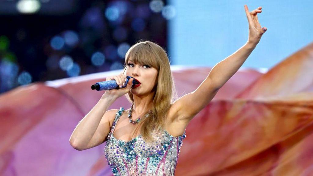 Taylor Swift on stage at Wembley Stadium