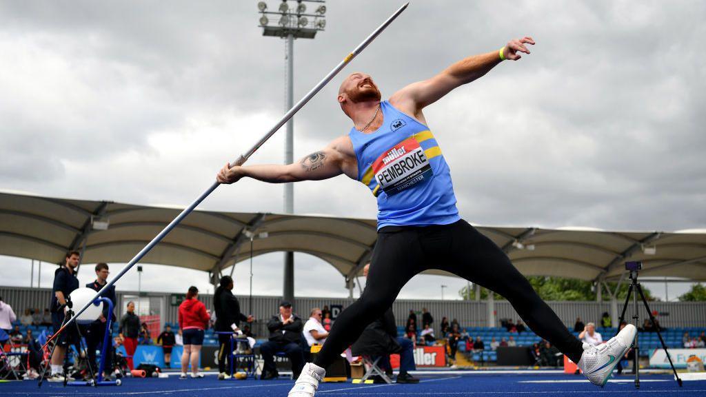 Dan Pembroke throwing a javelin at the 2022 UK Championships