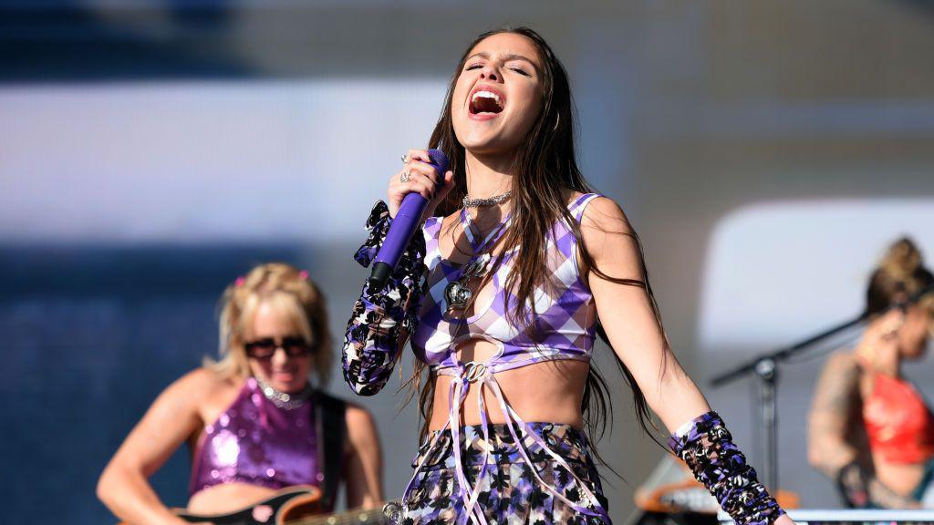 Olivia Rodrigo performing at Glastonbury Festival 2022.