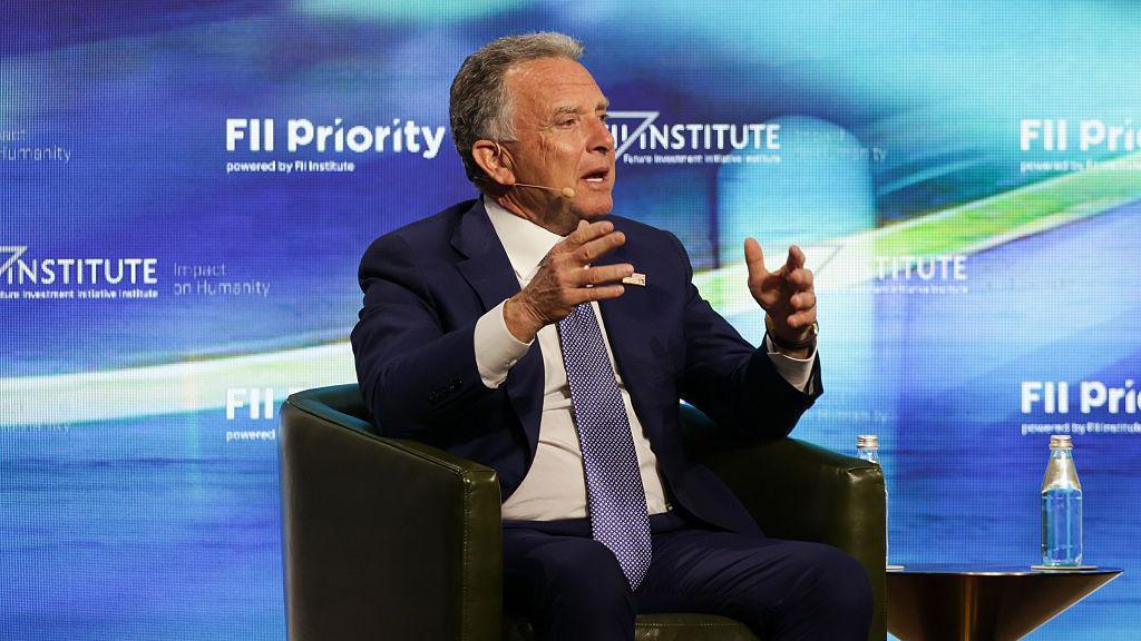 Steve Witkoff speaks during the Future Investment Initiative Priority Summit in Miami, Florida