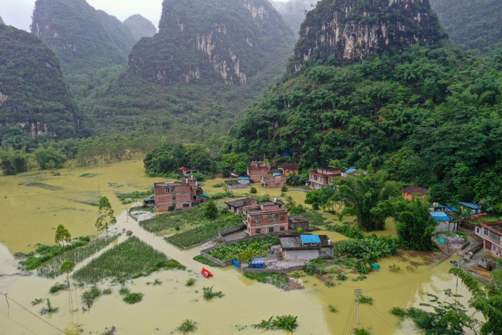 A flooded village in China